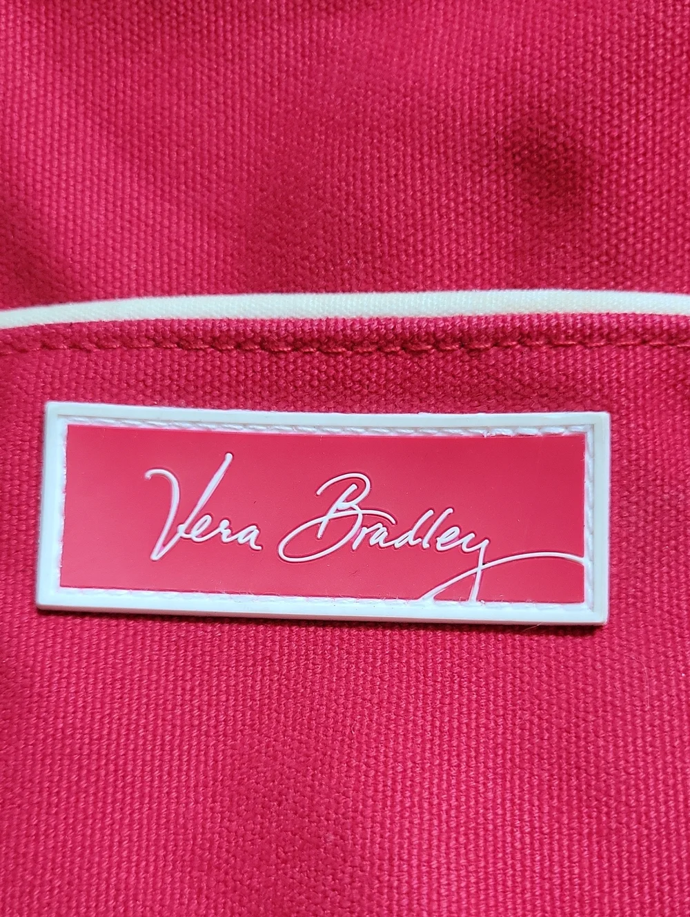 Vera Bradley Retired Deco Red White Black Daisy Floral Canvas Tote Shoulder Bag